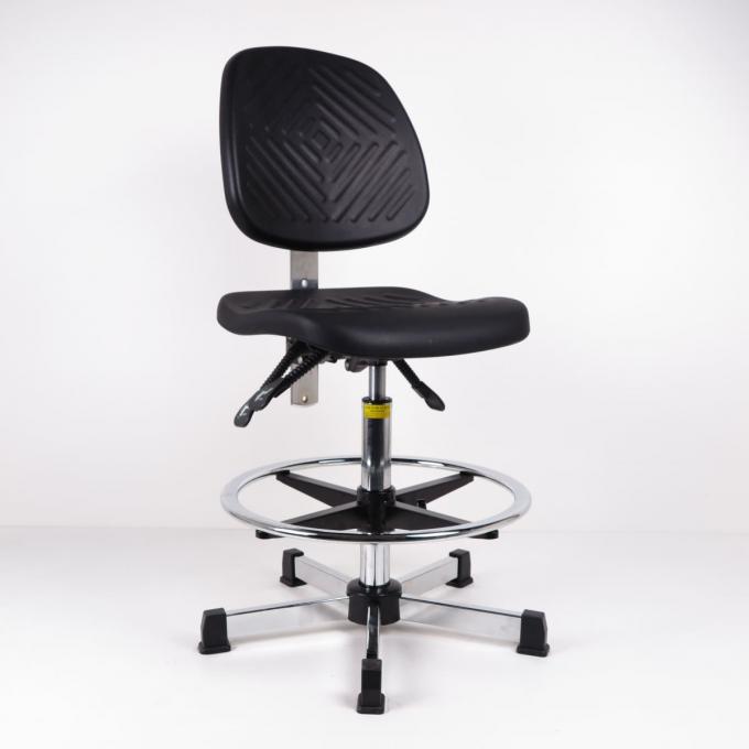 Schwarze Polyurethan-industrielle Industrieproduktions-Stühle mit Fuß-Ring für hohen Werktisch