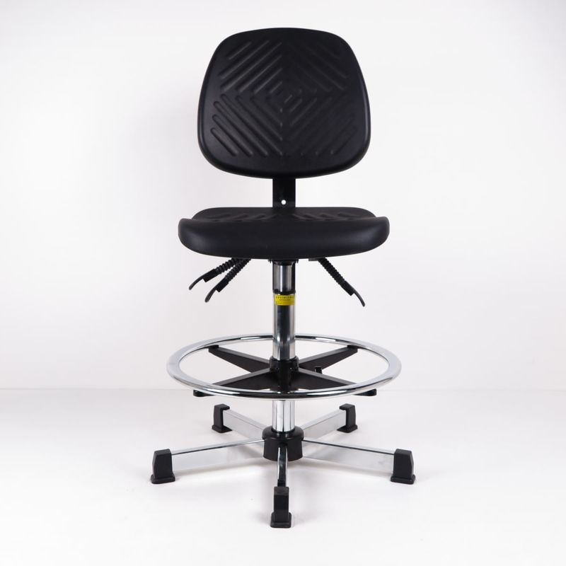 Schwarze Polyurethan-industrielle Industrieproduktions-Stühle mit Fuß-Ring für hohen Werktisch fournisseur