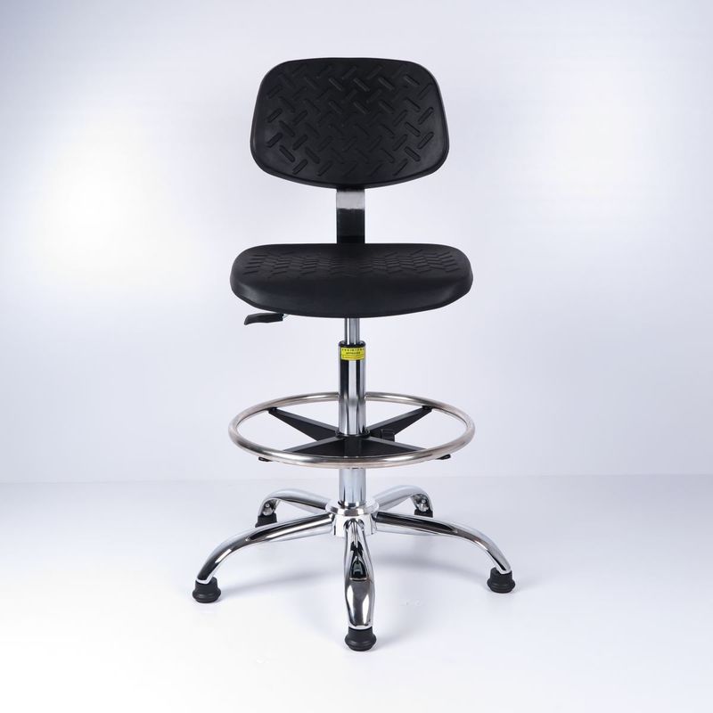 Schwarze Farbe-PU-Schaum-industrielle Industrieproduktions-Stühle mit Edelstahl-Fuß-Ring fournisseur